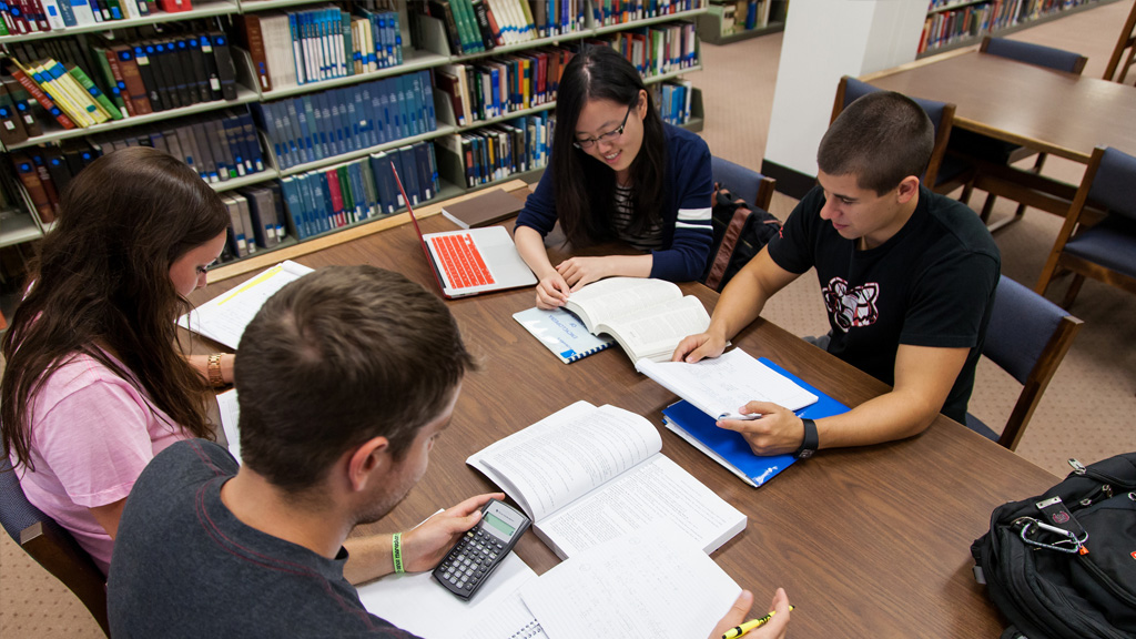 group of students studying 