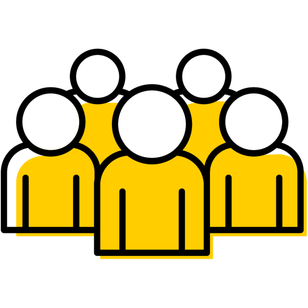 yellow symbol of a group of five people
