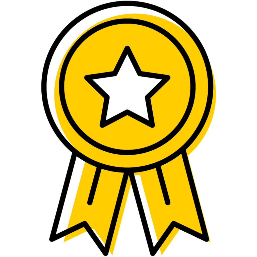 white and yellow symbol of a ribbon award