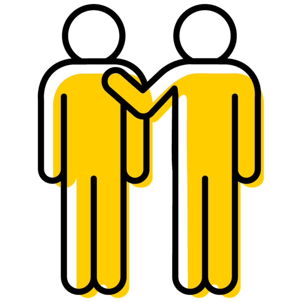 yellow symbol of a person supporting another