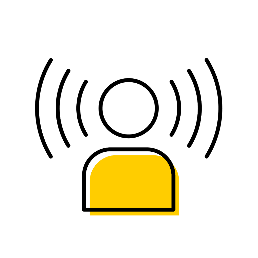 person with lines around them indicating awareness