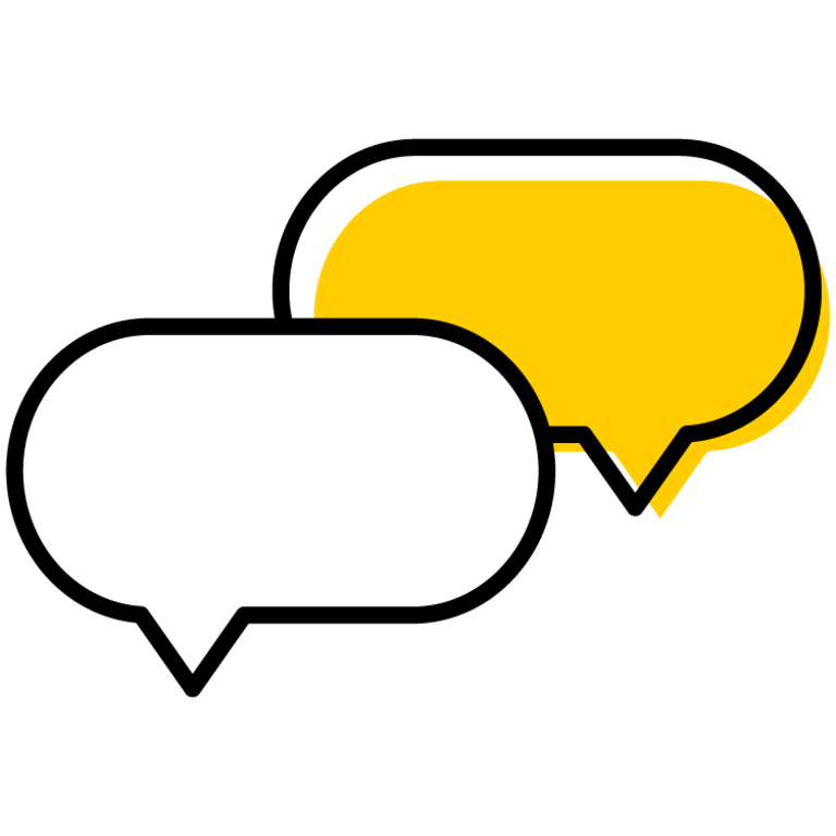 yellow and white symbols of speech bubbles