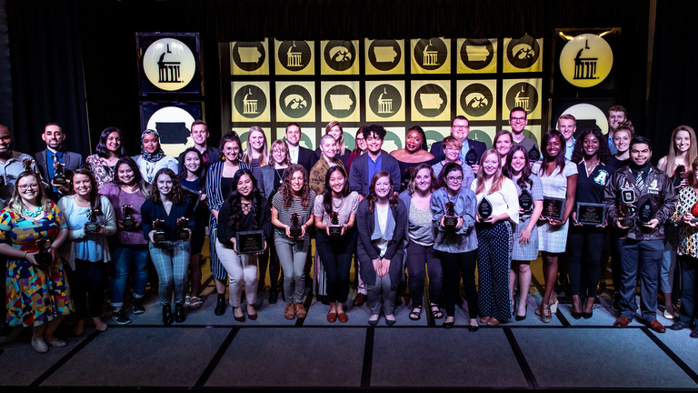 students participating in the Hawkeye Leadership Awards